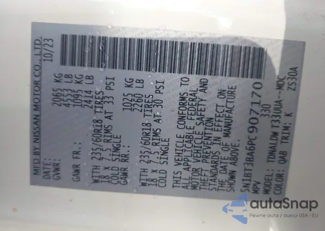 2023 Nissan Rogue Sv from USA, damaged, VIN 5N1BT3BA6PC907170